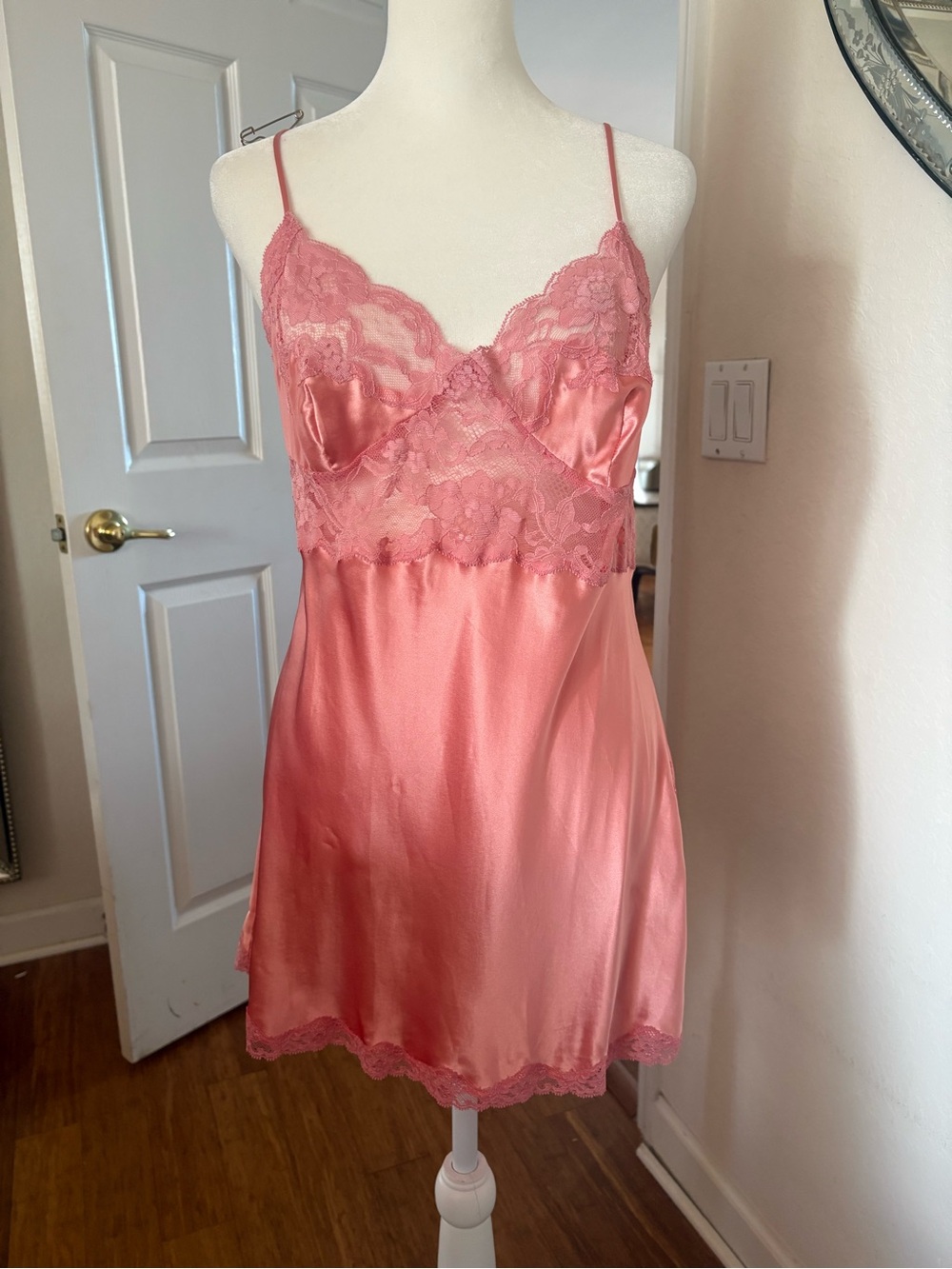 Victoria's Secret Coral Pink Silk & Lace Chemise